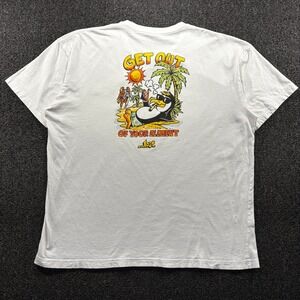 ...Lost Enterprises Mens XXL White T-Shirt Penguin Graphic Print Surfer Beach